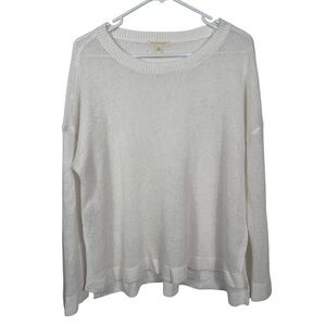 Eileen Fisher 100% Organic Linen Light Round Neck Box Sweater Top, Size L
